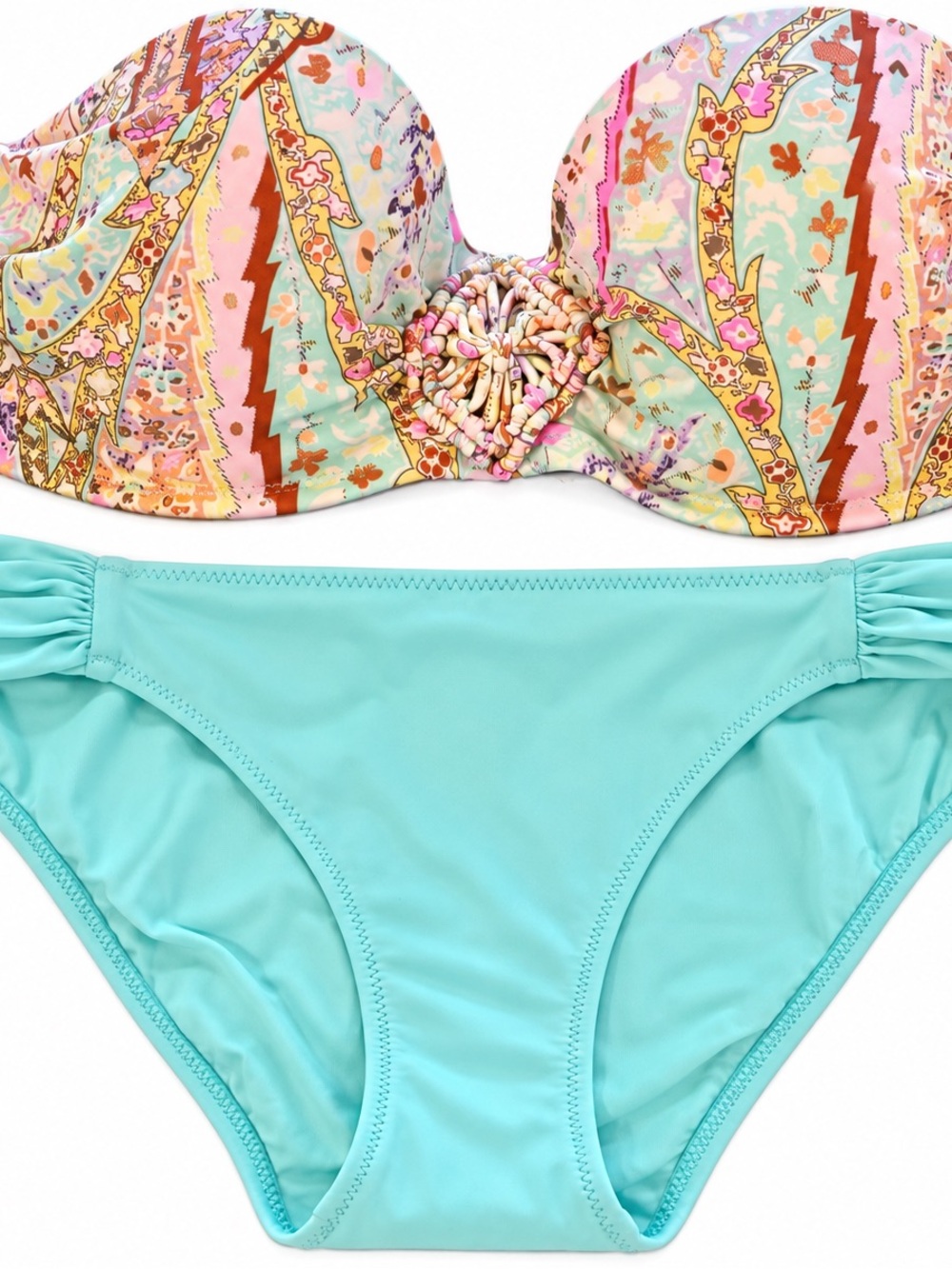 Victoria's Secret Girls Aqua Bikini with Pastel Paisley Top